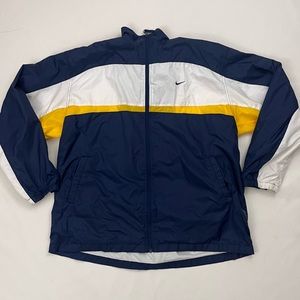 2000s Y2K Nike Windbreaker with blue white and yellow accents